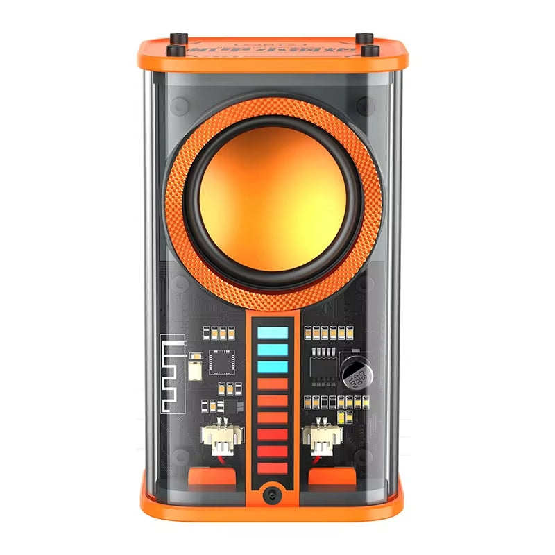 Transparent Cyberpunk Wireless Bluetooth Speaker Sound Light Rhythm Subwoofer TWS Stereo Music Center Hands-Free Call